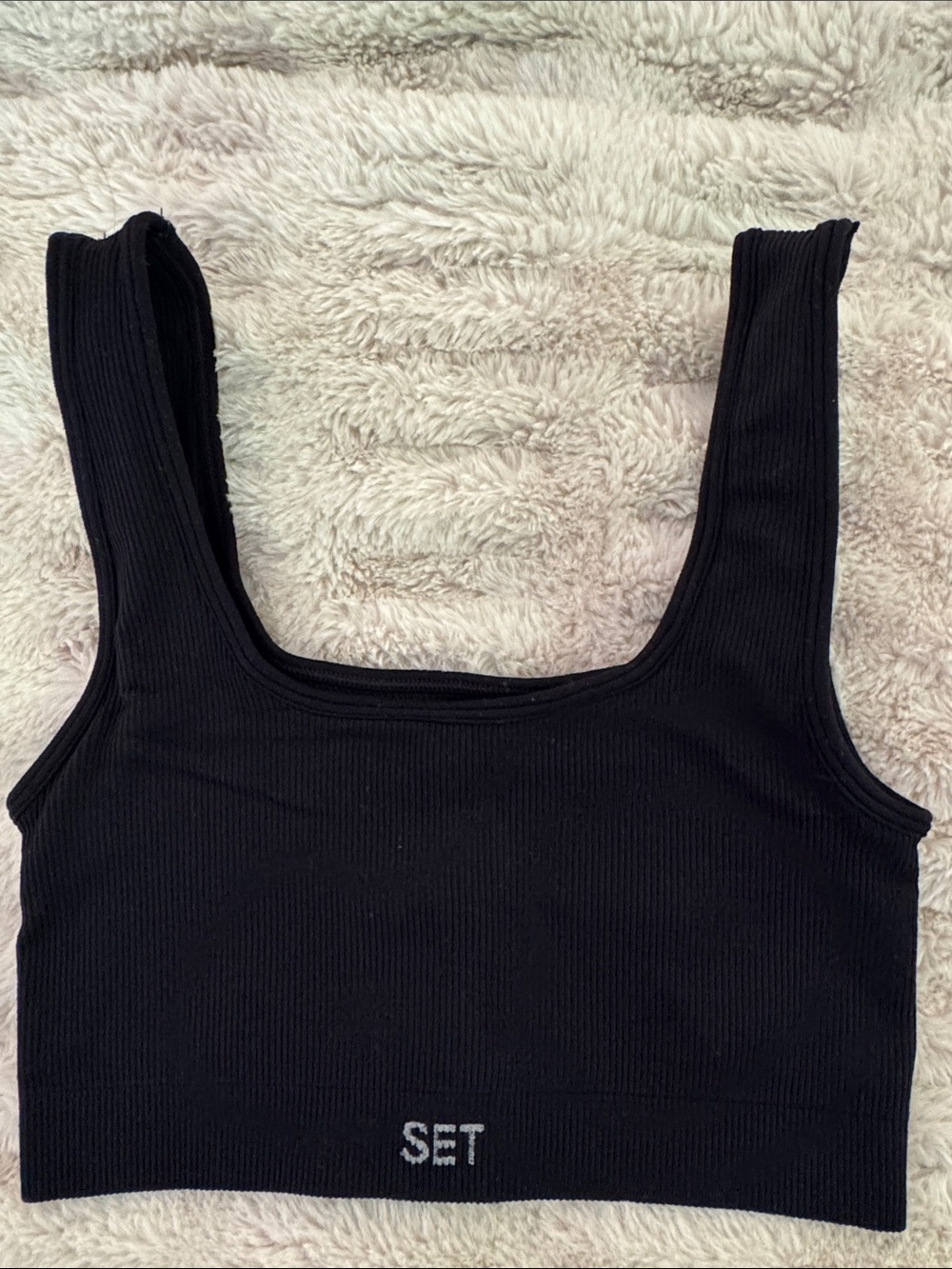 SET Active Black Ribbed Sports Bra